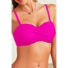 Bandeau Bikini Tops for Women – Strapless Swim Top Only Twist Front Bathing Suit Tops(Pink)