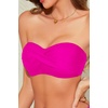 Bandeau Bikini Tops for Women – Strapless Swim Top Only Twist Front Bathing Suit Tops(Pink)