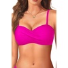 Bandeau Bikini Tops for Women – Strapless Swim Top Only Twist Front Bathing Suit Tops(Pink)