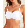 Bandeau Bikini Tops for Women – Strapless Swim Top Only Twist Front Bathing Suit Tops(White)