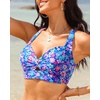 Bikini Tops for Women – Large Bust Swimsuit Top Only Knot Twist Full Coverage Bathing Suit 2025(Blue Floral)