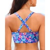 Bikini Tops for Women – Large Bust Swimsuit Top Only Knot Twist Full Coverage Bathing Suit 2025(Blue Floral)