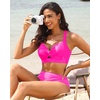 Bikini Tops for Women – Large Bust Swimsuit Top Only Knot Twist Full Coverage Bathing Suit 2025(Hot Pink)