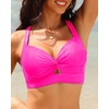 Bikini Tops for Women – Large Bust Swimsuit Top Only Knot Twist Full Coverage Bathing Suit 2025(Hot Pink)