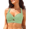 Bikini Tops for Women – Large Bust Swimsuit Top Only Knot Twist Full Coverage Bathing Suit 2025(Light Green)