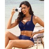 Bikini Tops for Women – Large Bust Swimsuit Top Only Knot Twist Full Coverage Bathing Suit 2025(Navy Blue)