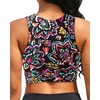 Crop Top Swim Bathing Suit – Women Bikini Swimsuit Top High Neck Bra Tie Knot Top Only 2025(Colorful Paisley)