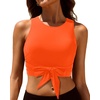 Crop Top Swim Bathing Suit – Women Bikini Swimsuit Top High Neck Bra Tie Knot Top Only 2025(Neon Orange)