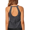 Tempt Me High Neck Tankini Top Backless Bathing Suit for Women Key Hole Swimsuit Swim Top Only(Black Leopard)