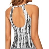 Tempt Me High Neck Tankini Top Backless Bathing Suit for Women Key Hole Swimsuit Swim Top Only(Black Tie Dye)