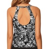 Tempt Me High Neck Tankini Top Backless Bathing Suit for Women Key Hole Swimsuit Swim Top Only(Black White Floral)