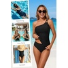 Tempt Me Two Piece Tankini Set Swimsuits for Women Tummy Control Bathing Suit One Shoulder Swimwear with Bikini Bottoms(Black-o Ring)