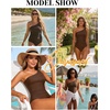 Tempt Me Two Piece Tankini Set Swimsuits for Women Tummy Control Bathing Suit One Shoulder Swimwear with Bikini Bottoms(Brown)