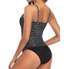 Tempt Me Two Piece Tankini Set Tummy Control Swimsuit for Women High Neck Top with Bottom Bathing Suits Ruched Swimwear(Black White Dot)