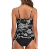 Tempt Me Two Piece Tankini Set Tummy Control Swimsuit for Women High Neck Top with Bottom Bathing Suits Ruched Swimwear(Black White Floral)