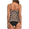 Tempt Me Two Piece Tankini Set Tummy Control Swimsuit for Women High Neck Top with Bottom Bathing Suits Ruched Swimwear(Dark Leopard)
