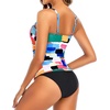 Tempt Me Two Piece Tankini Set Tummy Control Swimsuit for Women High Neck Top with Bottom Bathing Suits Ruched Swimwear(Multicolor Color Block)