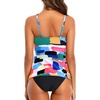 Tempt Me Two Piece Tankini Set Tummy Control Swimsuit for Women High Neck Top with Bottom Bathing Suits Ruched Swimwear(Multicolor Color Block)