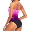 Tempt Me Two Piece Tankini Set Tummy Control Swimsuit for Women High Neck Top with Bottom Bathing Suits Ruched Swimwear(Pink Gradient)