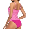 Tempt Me Two Piece Tankini Set Tummy Control Swimsuit for Women High Neck Top with Bottom Bathing Suits Ruched Swimwear(Pink Striped)