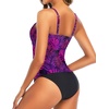 Tempt Me Two Piece Tankini Set Tummy Control Swimsuit for Women High Neck Top with Bottom Bathing Suits Ruched Swimwear(Purple Floral)