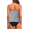 Tempt Me Two Piece Tankini Set Tummy Control Swimsuit for Women High Neck Top with Bottom Bathing Suits Ruched Swimwear(White Stripe)