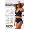 Tempt Me Women High Waisted Ruffle Bikini Set Two Piece Swimsuits Flounce Tummy Control Bathing Suit(0 Black)