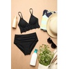 Tempt Me Women High Waisted Ruffle Bikini Set Two Piece Swimsuits Flounce Tummy Control Bathing Suit(0 Black)