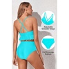 Tempt Me Women High Waisted Ruffle Bikini Set Two Piece Swimsuits Flounce Tummy Control Bathing Suit(Aqua)