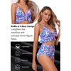 Tempt Me Women High Waisted Ruffle Bikini Set Two Piece Swimsuits Flounce Tummy Control Bathing Suit(Blue Floral 1)