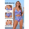 Tempt Me Women High Waisted Ruffle Bikini Set Two Piece Swimsuits Flounce Tummy Control Bathing Suit(Blue Floral 1)