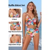 Tempt Me Women High Waisted Ruffle Bikini Set Two Piece Swimsuits Flounce Tummy Control Bathing Suit(Colorful Floral)