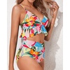 Tempt Me Women High Waisted Ruffle Bikini Set Two Piece Swimsuits Flounce Tummy Control Bathing Suit(Colorful Floral)