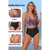 Tempt Me Women High Waisted Ruffle Bikini Set Two Piece Swimsuits Flounce Tummy Control Bathing Suit(Colorful Leopard)