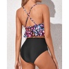 Tempt Me Women High Waisted Ruffle Bikini Set Two Piece Swimsuits Flounce Tummy Control Bathing Suit(Colorful Leopard)