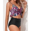 Tempt Me Women High Waisted Ruffle Bikini Set Two Piece Swimsuits Flounce Tummy Control Bathing Suit(Colorful Leopard)
