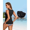 Tempt Me Women Tankini Top Only – High Neck Bathing Suit Tummy Control Swim Top 2025(Black)