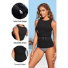 Tempt Me Women Tankini Top Only – High Neck Bathing Suit Tummy Control Swim Top 2025(Black)