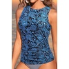 Tempt Me Women Tankini Top Only – High Neck Bathing Suit Tummy Control Swim Top 2025(Blue Paisley)
