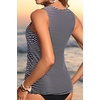 Tempt Me Women Tankini Top Only – High Neck Bathing Suit Tummy Control Swim Top 2025(Striped)