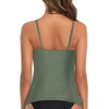 Tempt Me Women Tankini Top Only High Neck Bathing Suit Top Tummy Control Ruched Swimsuit Without Bottom(Army Green)
