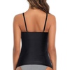 Tempt Me Women Tankini Top Only High Neck Bathing Suit Top Tummy Control Ruched Swimsuit Without Bottom(Black)