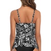 Tempt Me Women Tankini Top Only High Neck Bathing Suit Top Tummy Control Ruched Swimsuit Without Bottom(Black Floral)