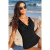 Tempt Me Women Tummy Control Tankini Top – V Neck Bathing Suit Flounce Ruffled Swim Top Only 2025(Black)