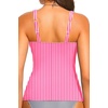 Tempt Me Women Tummy Control Tankini Top – V Neck Bathing Suit Flounce Ruffled Swim Top Only 2025(Pink White Striped)