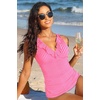 Tempt Me Women Tummy Control Tankini Top – V Neck Bathing Suit Flounce Ruffled Swim Top Only 2025(Pink White Striped)