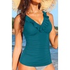 Tempt Me Women Tummy Control Tankini Top – V Neck Bathing Suit Flounce Ruffled Swim Top Only 2025(Teal)