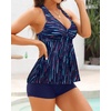 Tempt Me Women Two Piece Tankini Swimsuit Racerback Bathing Suits Tops with Shorts High Waisted(Multicolor)