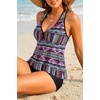 Tempt Me Women Two Piece Tankini Swimsuit Racerback Bathing Suits Tops with Shorts High Waisted(Printed Geometric)