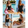 Tempt Me Womens One Piece Swimsuit – Tummy Control Bathing Suit V Neck Metal Twist Front 2025 Swimwear(Black)